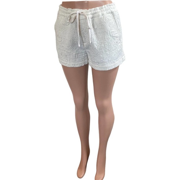 LOU & GREY Cream Jacquard Drawstring Shorts, size Small - Picture 3 of 10